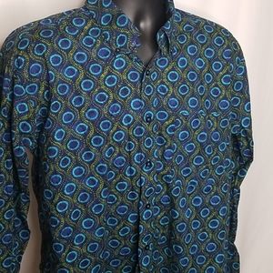 Alan Flusser Peacock-esque Print Buttondown Shirt